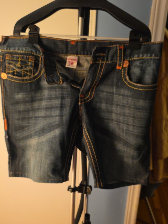 True Religion Other - True Religion Dark Blue Denim Jean Shorts with Contrast Stitching